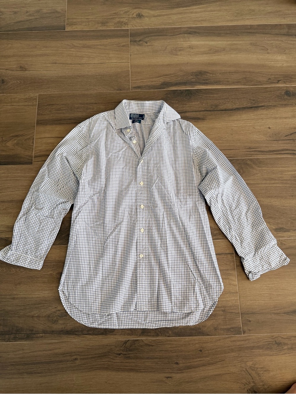 Polo by Ralph Lauren Regent Custom Fit Blue and White Checkered Dress Shirt